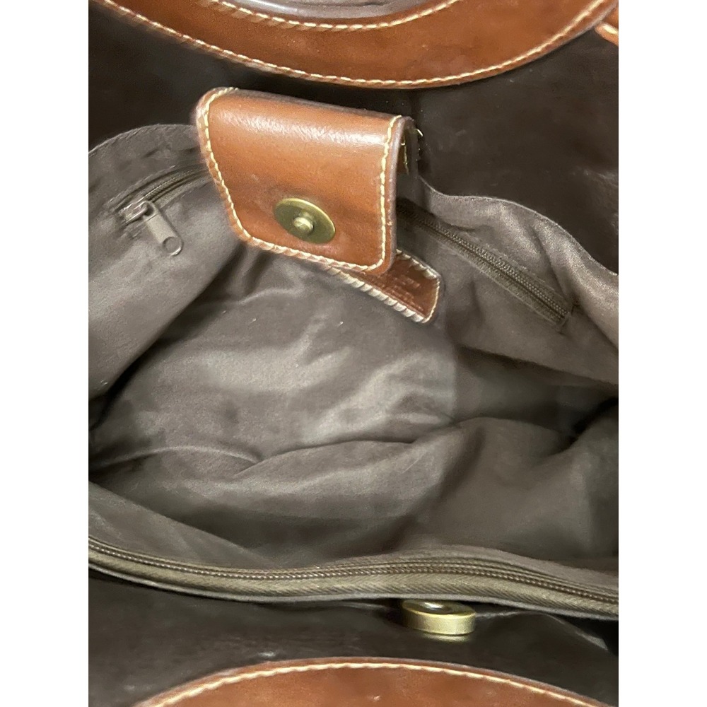 Relic by Fossil Multi-Color Patchwork Handbag Brown Faux Leather Satchel Bag - Picture 7 of 13